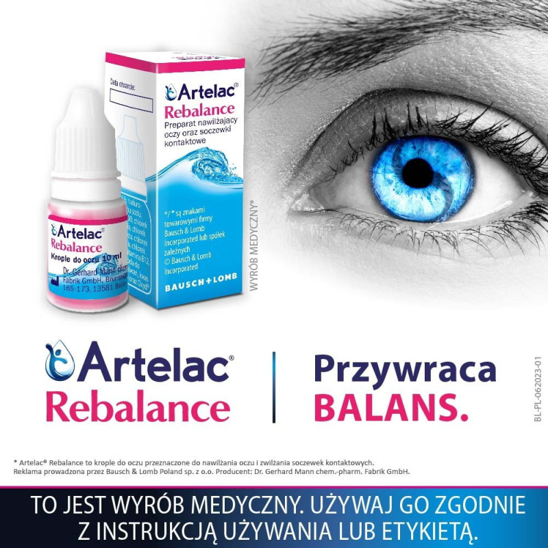Artelac Rebalance ,nawilżające krople do oczu, 10 ml