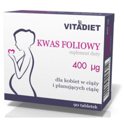 Kwas Foliowy ,400 mcg  VitaDiet ,90 tabletek