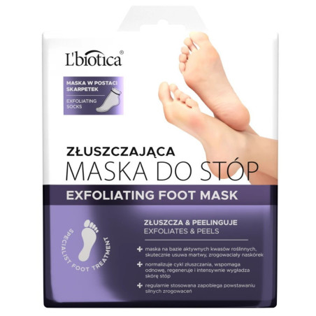 L'biotica Maska do stóp złuszczająca,  w postaci nasączonych skarpetek, 40 ml - 1 para