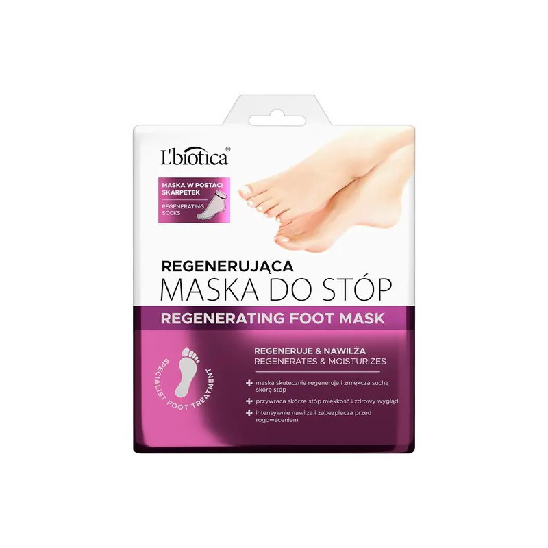 L`Biotica, regenerująca maska do stóp w postaci nasączonych skarpetek, 32 ml, 1 para