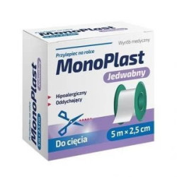 MonoPlast przylepiec jedwabny 5m x 2,5cm , 1 sztuka