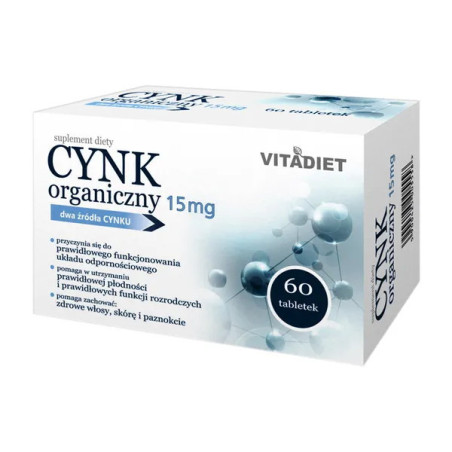 Cynk organiczny 15 mg tabletki, 60 sztuk