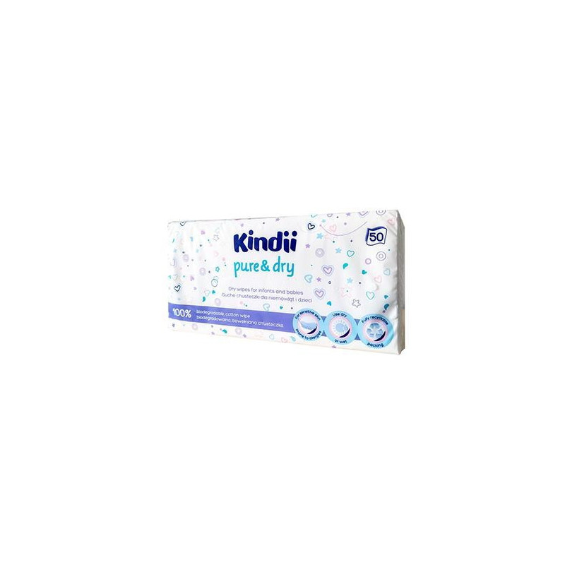 Kindii Pure & Dry suche chusteczki dla niemowląt i dzieci, 50 sztuk