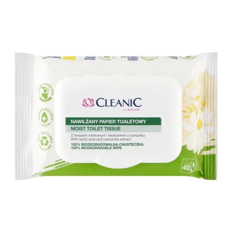 Cleanic nawilżany papier toaletowy rumianek, 40 sztuk