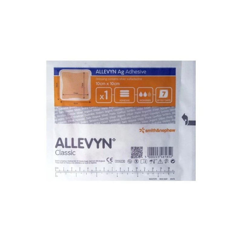 Allevyn Ag Adhesive opatrunek ze srebrem 10x10cm, 1sztuka