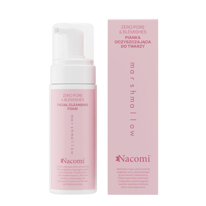 Nacomi Zero pore&blemishes pianka oczyszczająca do twarzy Marshmallow, 150ml