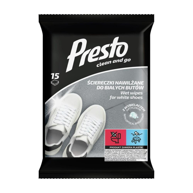 Presto Ściereczki do czyszczenia białych butów, 15 sztuk