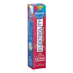 Plusssz Elektrolity + 100% Multiwitamina tabletki musujące smak malina i granat, 24 sztuki