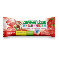 Zdrowy Lizak Mniam-Mniam truskawka, kształt kulki, 1 sztuka