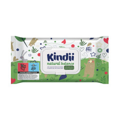 Kindii Natural Balance chusteczki dla niemowląt i dzieci, 60 sztuk