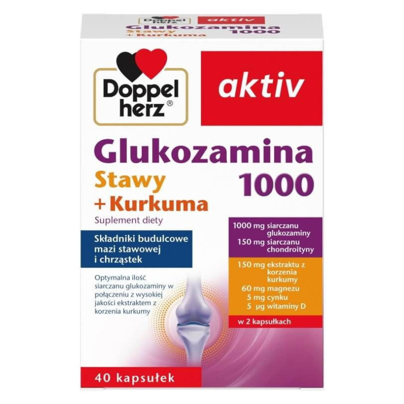 Doppelherz Aktiv Glukozamina 1000 Stawy + Kurkuma, 40 kapsułek