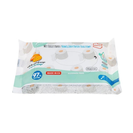Akuku papier toaletowy nawilżany o zapachu mango, 50 sztuk
