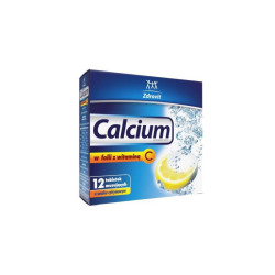 Calcium w folii z witaminą C o smaku cytrynowym, 12 tabletek musujących