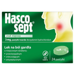 Hascosept miętowy 3 mg, 24 pastylki twarde