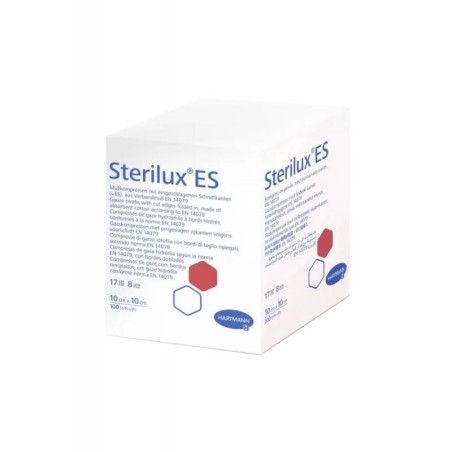 Sterilux ES Kompres niejałowy 17N  8W 10 cm x 10 cm, 100 sztuk