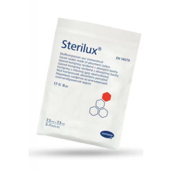 Sterilux Kompres jałowy 17N 8W 7,5 cm x 7,5 cm, 3 sztuki