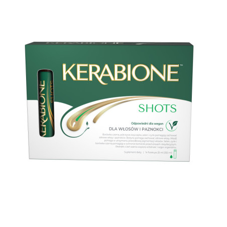 Kerabione Shots - wegańska płynna formuła dla włosów i paznokci,14 fiolek po 25 ml