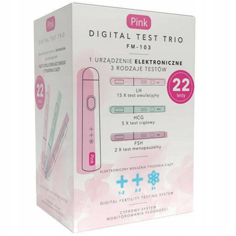 Pink Digital Test Trio Cyfrowy system monitorowania płodności, 22 testy