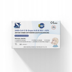 Deepblue 5w1, zestaw Combo antygenów, SARS-CoV-2 & Grypa A/B & RSV & ADV, test diagnostyczny na obecność 5 wirusów, 1 sztuka