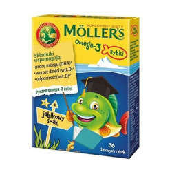Mollers Omega-3 Rybki jabłkowe żelki, 36 sztuk