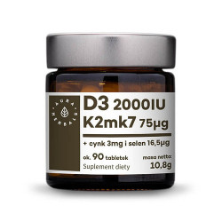 Aura Herbals Witamina D3 2000Iu + K2 Mkk7 + Cynk + Selen, 90 Tabletek