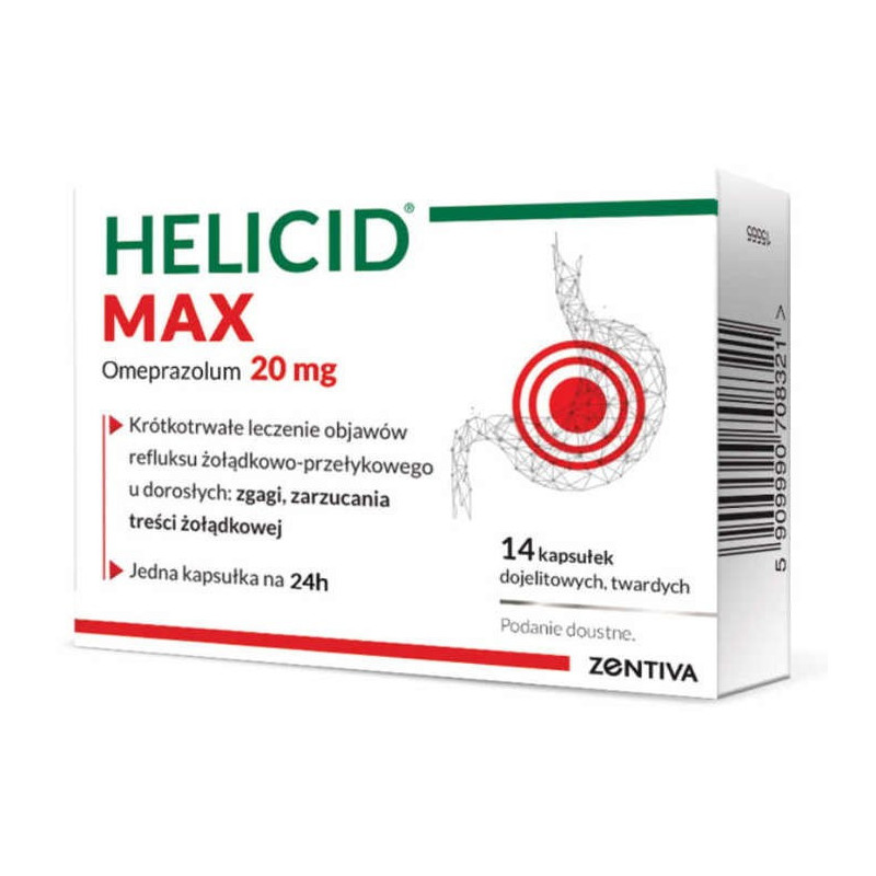 Helicid Max (Piastprazol) 0,02 g, 14 kapsułek