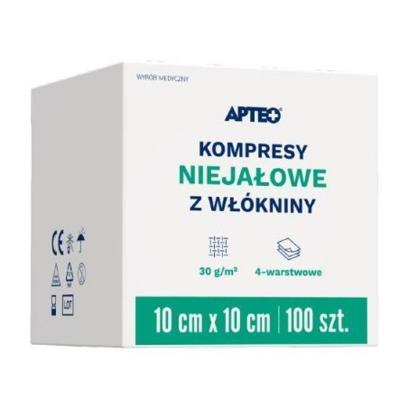 APTEO CARE Kompres jałowy 10x10cm, 100 sztuk