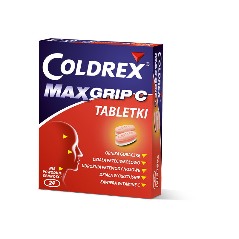 Coldrex MaxGrip C na objawy przeziębienia i grypy 24 tabletki