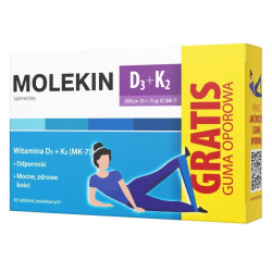 MOLEKIN witamina D3+K2 MK-7, na odporność i zdrowe kości + guma oporowa, 30 tabletek