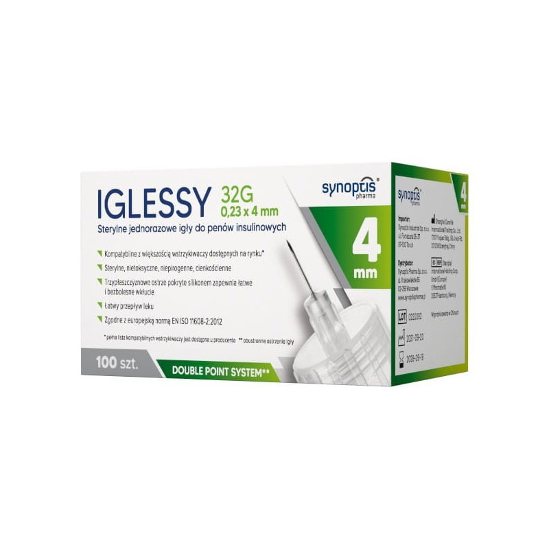 IGLESSY Sterylne jednorazowe igły do penów 0,4, 100 sztuk