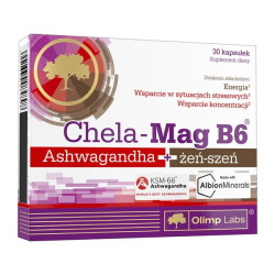 Olimp Chela-Mag B6 Ashwagandha + żeń-szeń, kapsułki, 30 sztuk