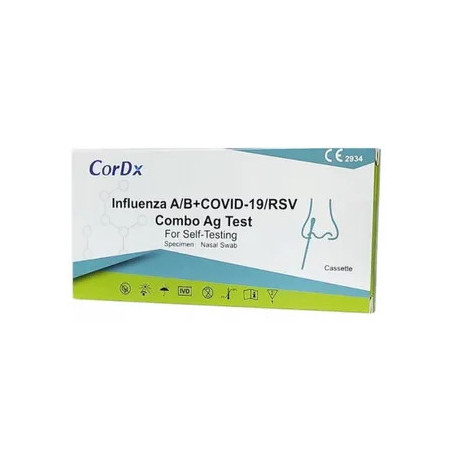 CorDx Grypa A/B + COVID-19/RSV Combo Ag - test antygenowy na obecność 4 wirusów, 1 sztuka