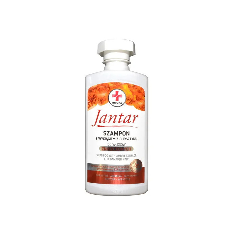 Jantar Medica, szampon z wyciągiem z bursztynu do włosów zniszczonych, 330 ml