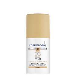 PHARMACERIS F COVERAGE-CORRECTION Delikatny fluid intensywnie kryjący o długotrwałym efekcie SPF 20 - bronze 03 (brązowy), 30 ml