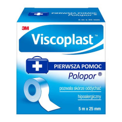 Viscoplast Polopor, przylepiec włókninowy, 5 m x 25 mm, 1 sztuka