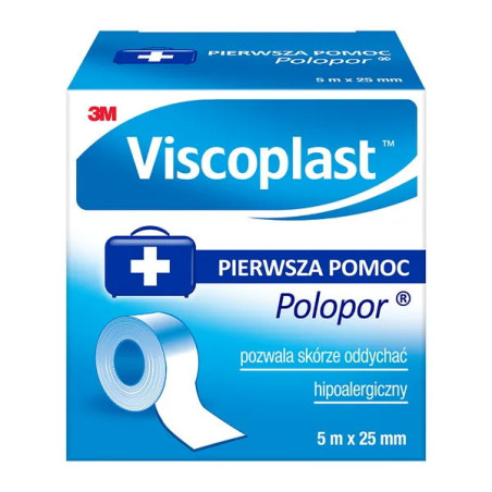 Viscoplast Polopor, przylepiec włókninowy, 5 m x 25 mm, 1 sztuka