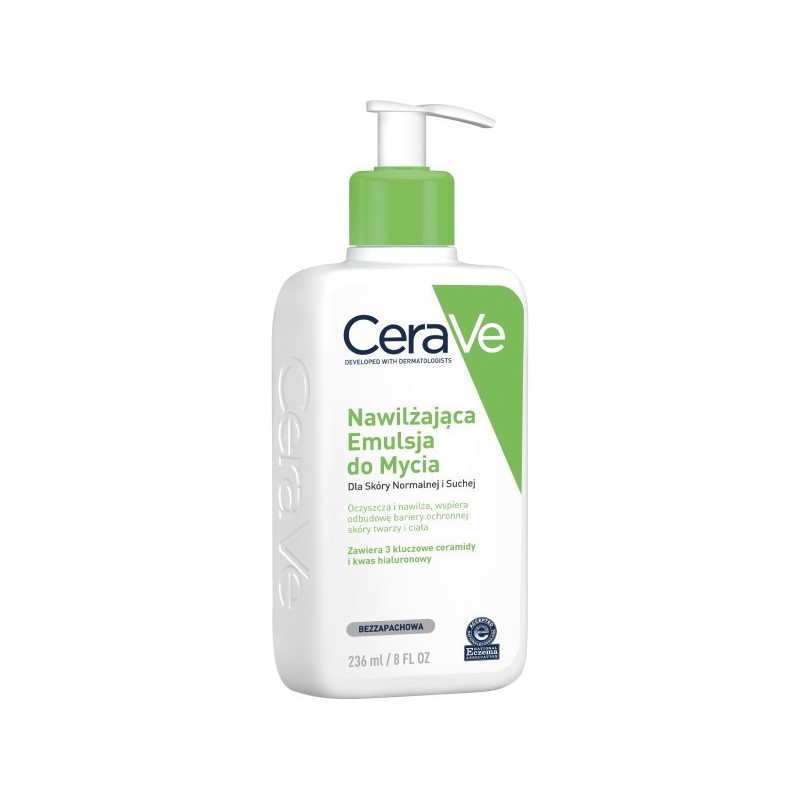 CeraVe, nawilżająca emulsja do mycia z ceramidami dla skóry normalnej i suchej, 236 ml