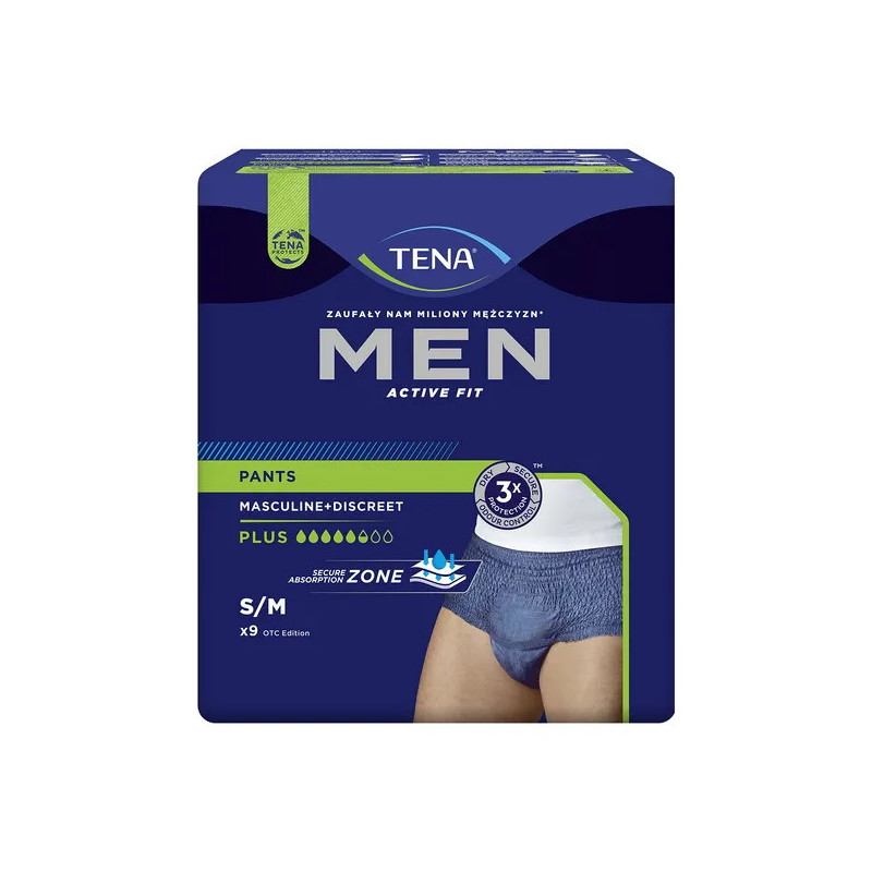 TENA Men Pants Plus , majtki chłonne, rozmiar M, 9 sztuk