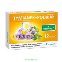 Tymianek + podbiał z witaminą C, 12pastylek do ssania, Sanopharm
