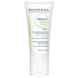 Bioderma Sebium Global Cover, krem koloryzujący przeciwtrądzikowy z korektorem, 30 ml