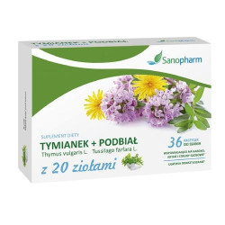 TYMIANEK I PODBIAŁ z 20 ziołami ,36 pastylek do ssania,Sanopharm