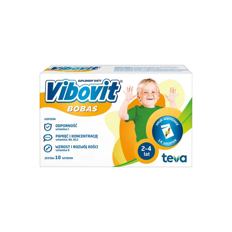 Vibovit Bobas, proszek o smaku waniliowym, 14 saszetek