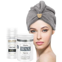 ZESTAW WAX HENNA MASKA 480ml + TRICHO peeling 150ml + Turban Pilomax