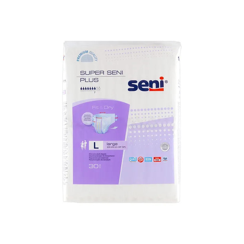 Super Seni Plus, pieluchomajtki dla dorosłych, rozmiar L, 30 sztuk
